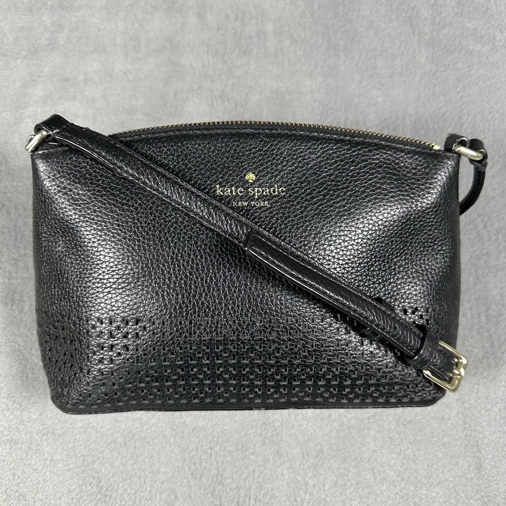 Kate Spade Wakefield Lane Millie Black Leather Crossbody Bag Perforated